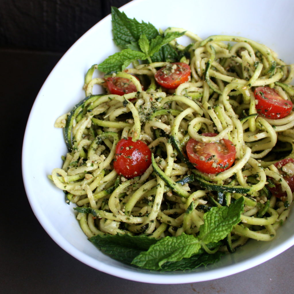 Inspiralized Zucchini Noodles with Mint Pesto Phruitful Dish by Dr 