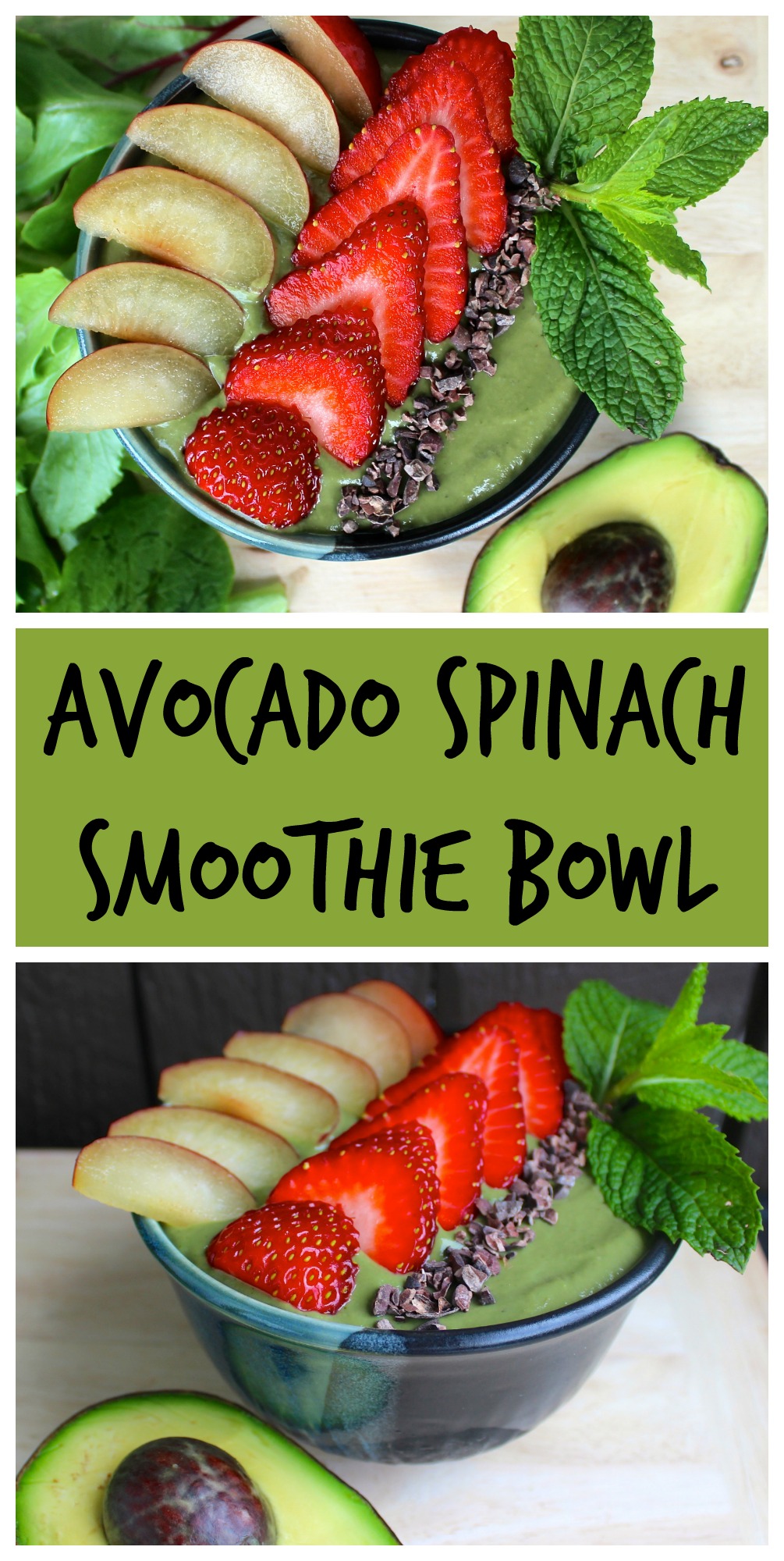 Avocado Spinach Smoothie Bowl (Vegan, Gluten-free)