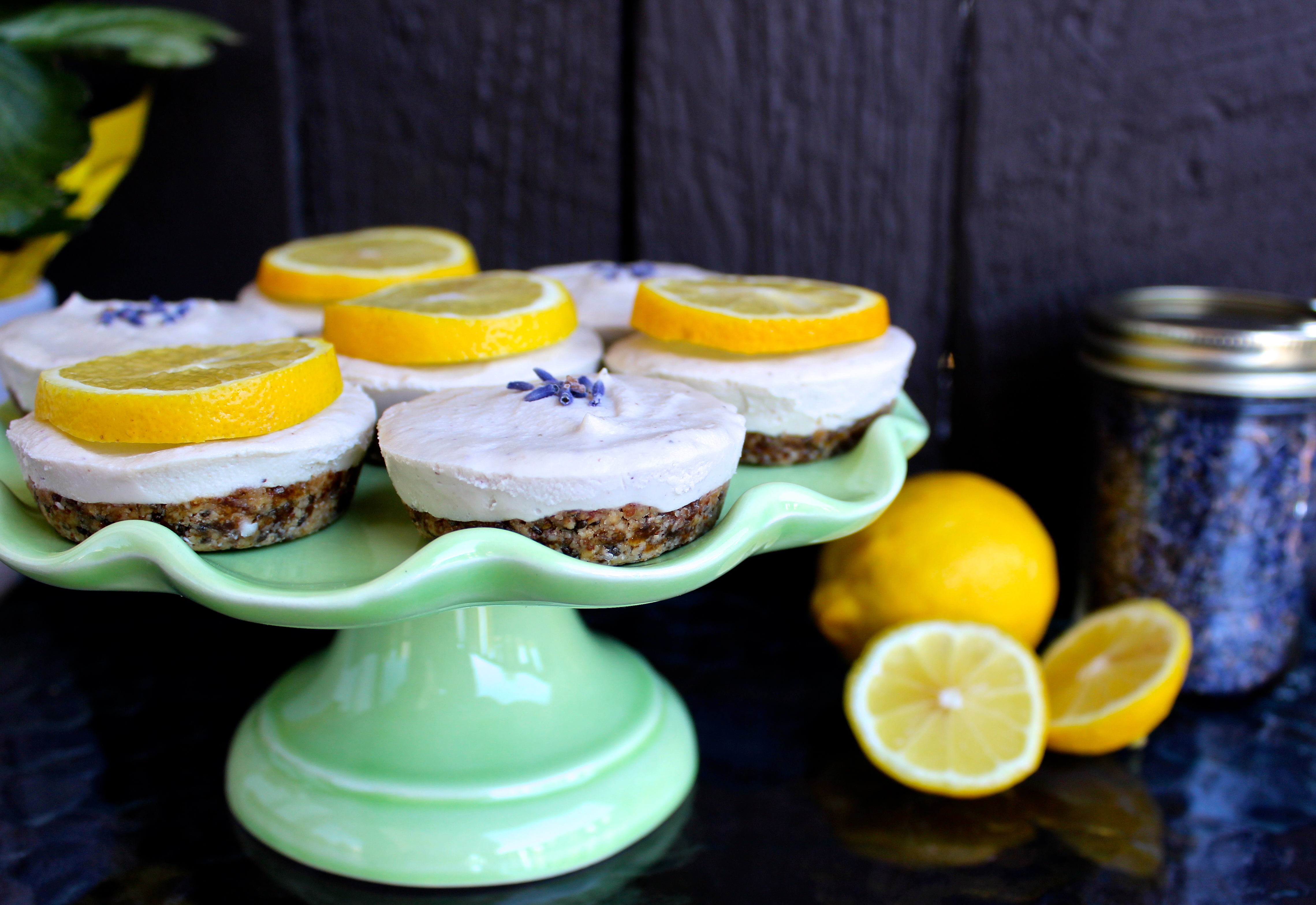 Lemon Lavender Vegan Cheesecakes (Low-Glycemic)