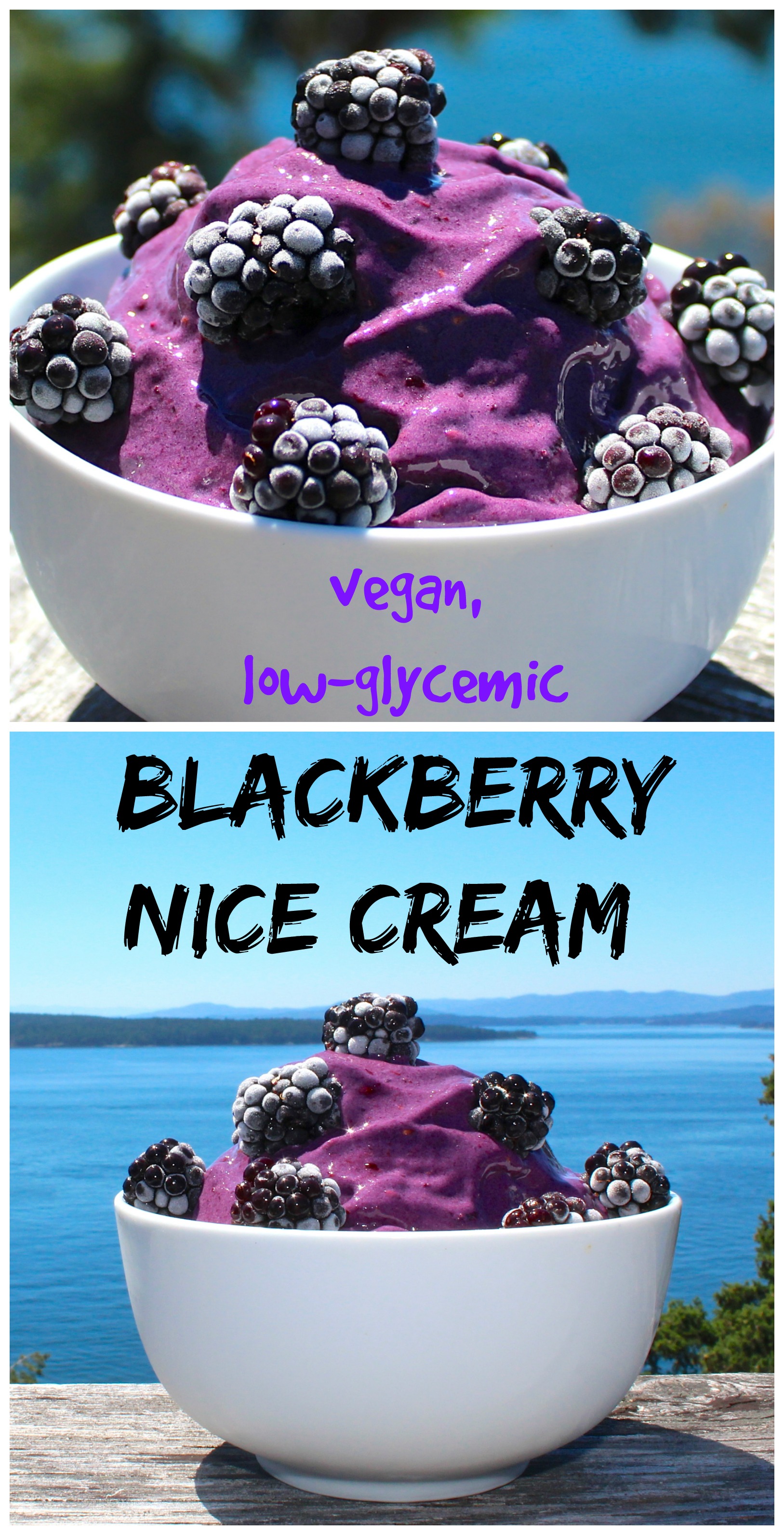 Blackberry Nice Cream (Vegan, low-glycemic, dairy-free)