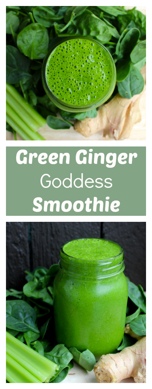 Green Ginger Goddess Smoothie (low glycemic, anti-inflammatory)