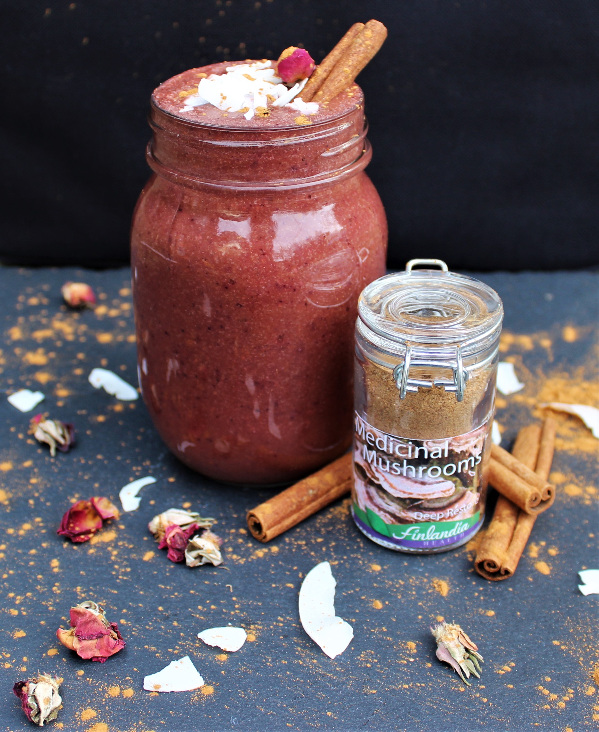 Adaptogenic Antioxidant Smoothie with Medicinal Mushrooms