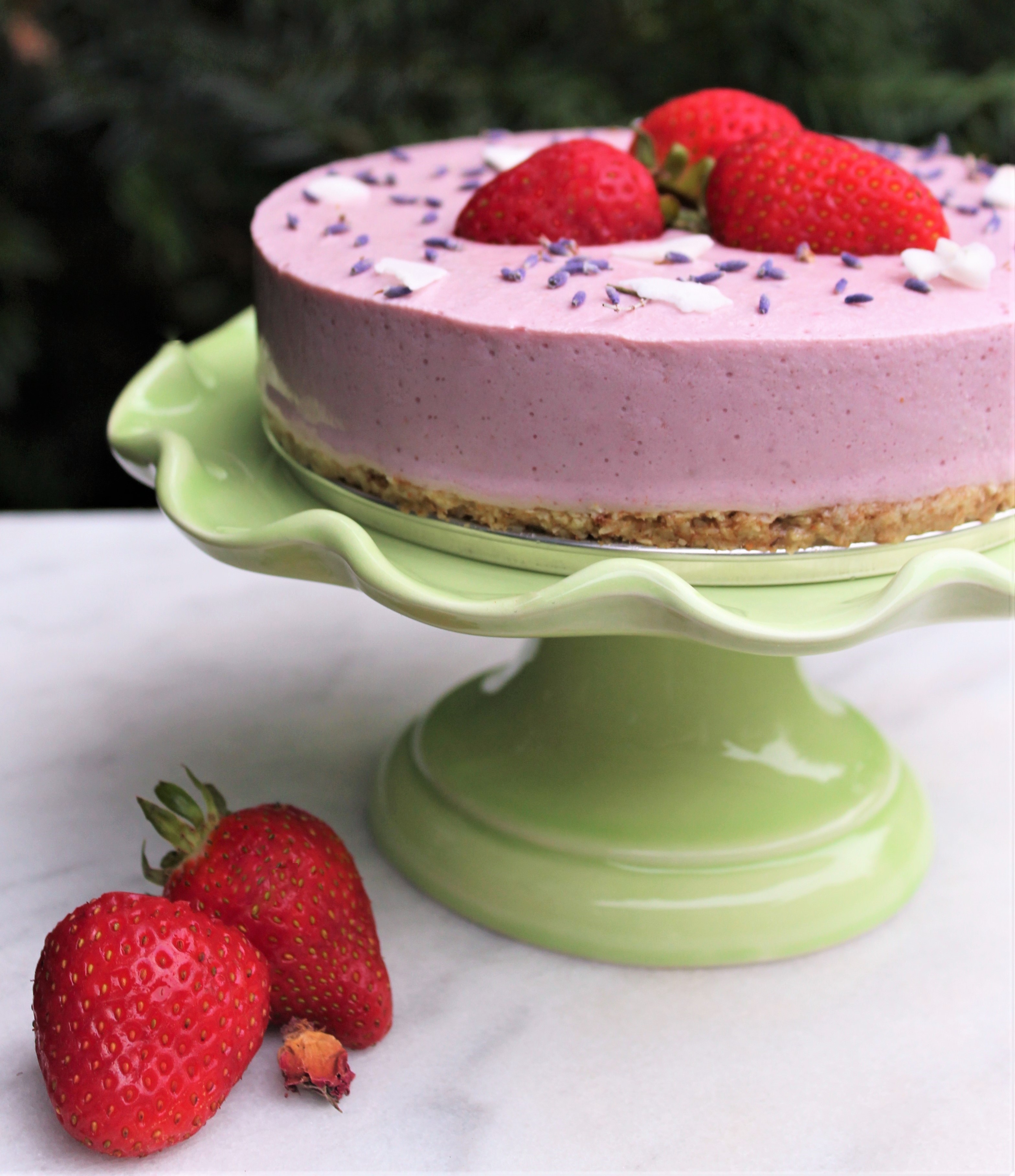 Strawberry Coconut Tofu Ice cream Cake