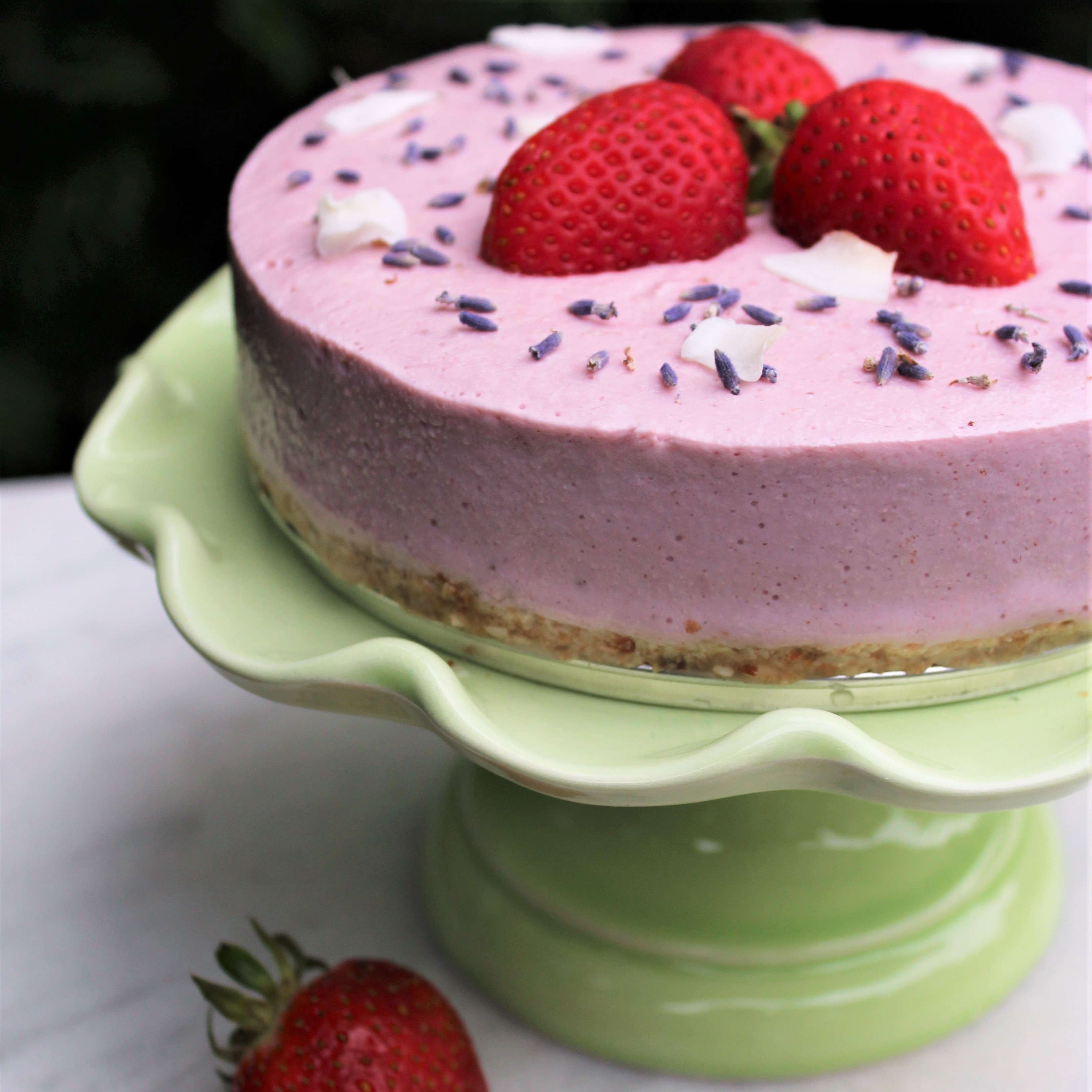 Strawberry Coconut Tofu Ice Cream Cake