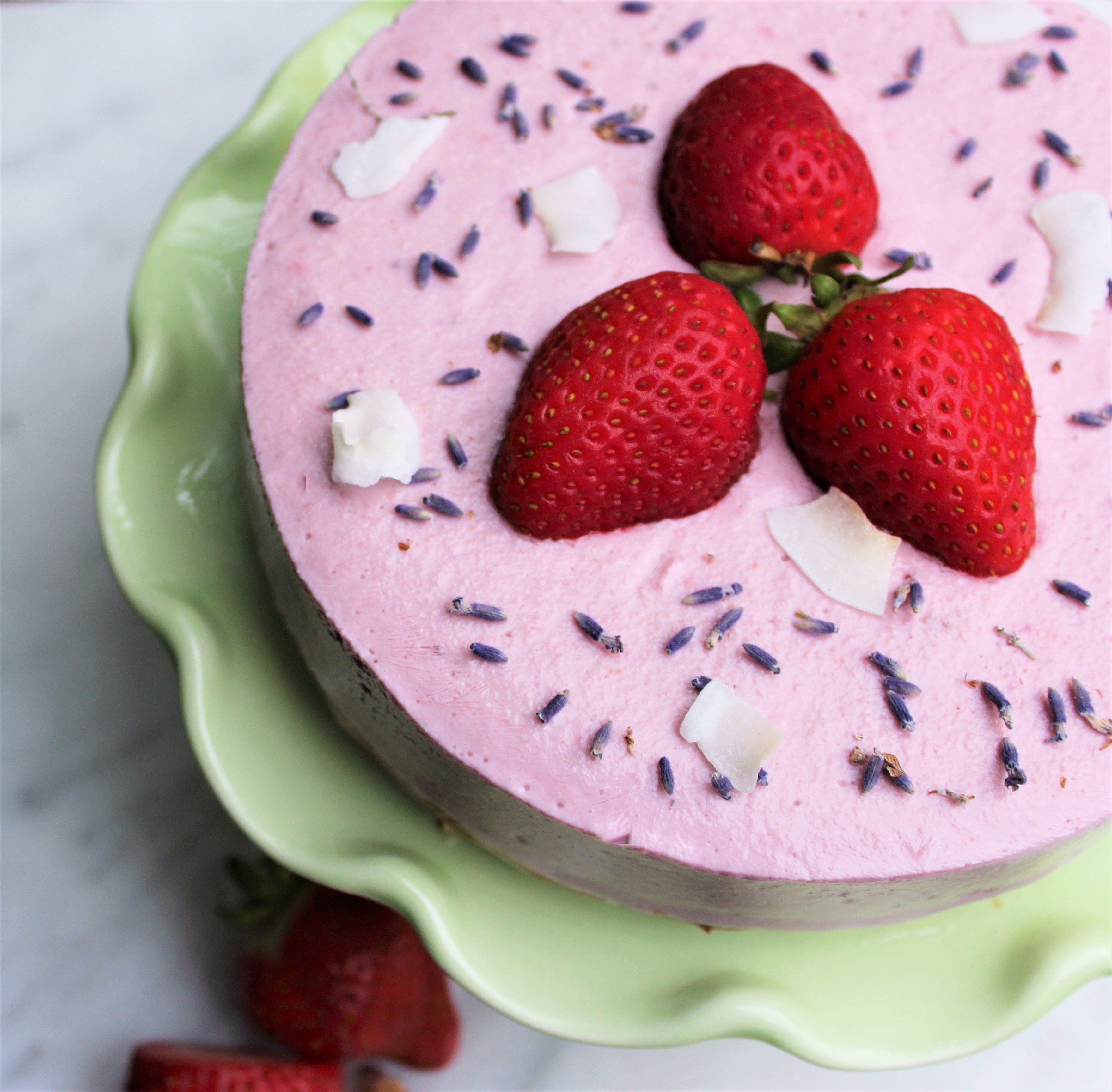 Strawberry Coconut Tofu Ice Cream Cake